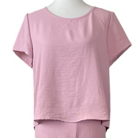 Saints New 2 Piece Set Wide Leg Pant Short Sleeve Top Blush Pink Women’s Size XL - Picture 5 of 15